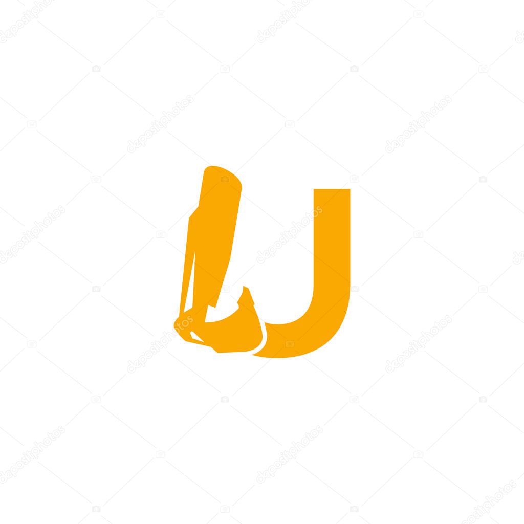 U Letter Logo Design with Excavator Creative Modern Trendy