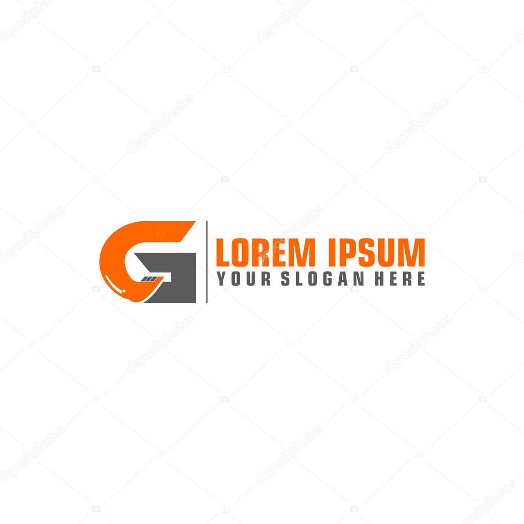 G Letter Logo Design with Excavator Creative Modern Trendy