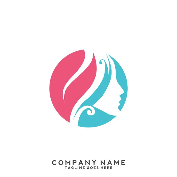 Beauté Femmes Visage Personnage Logo Modèle Logo Design Inspiration — Image vectorielle