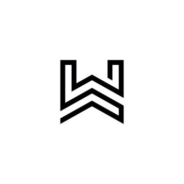 W harfi logo tasarım şablonu ögeleri.