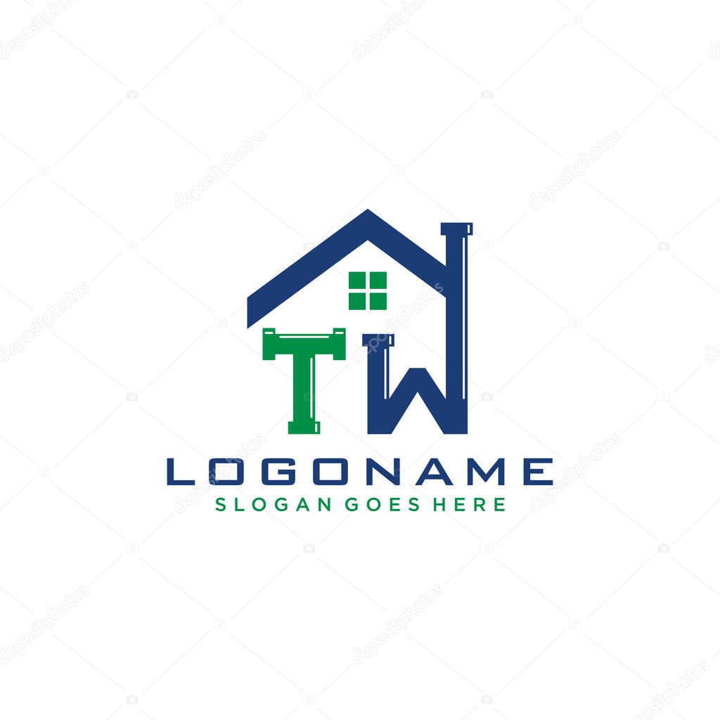 TW Initial for Plumbing Service logo icon vector.