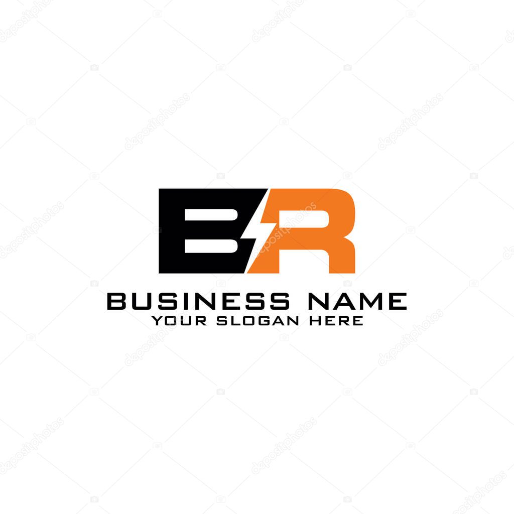BR Initial logo concept with electric template vector.