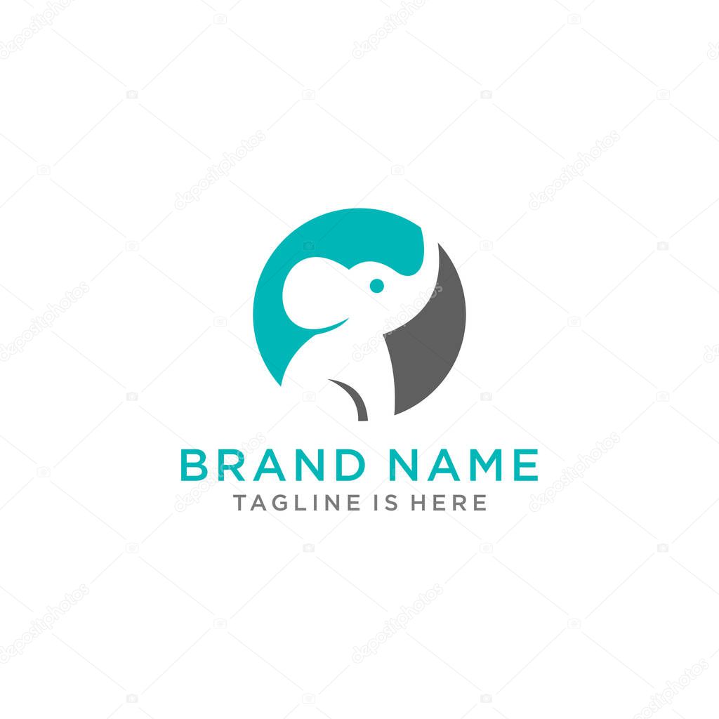 Simple modern elephant logo.