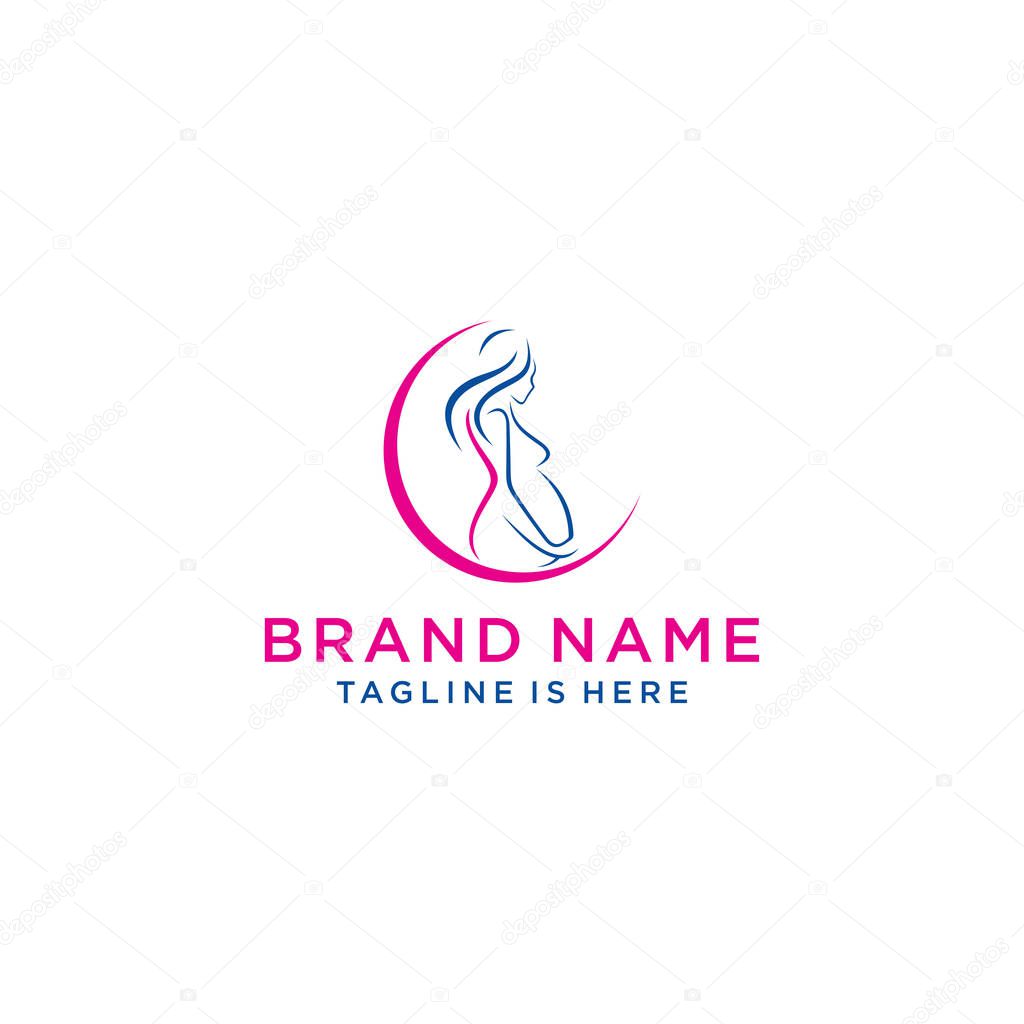 Women pregnant logo vector icon template