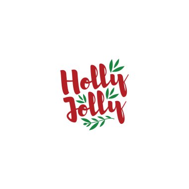 Holly Jolly vektör metni Kaligrafik Harf Tasarım Kartı şablonu.