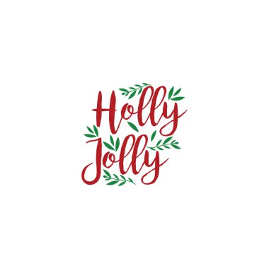 Holly Jolly vektör metni Kaligrafik Harf Tasarım Kartı şablonu.
