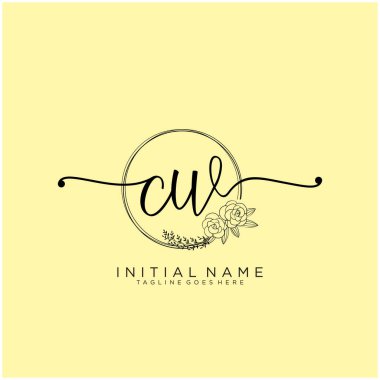 Cw Letter İlk Güzellik Monogramı ve zarif logo tasarımı, ilk imzadan oluşan el yazısı logosu, düğün, moda, çiçek ve botanik yaratıcı şablon tasarımı.