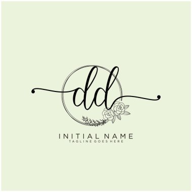 Dd Letter İlk Güzellik Monogramı ve zarif logo tasarımı, el yazısı logosu ilk imza, düğün, moda, çiçek ve botanik yaratıcı şablon tasarımı.