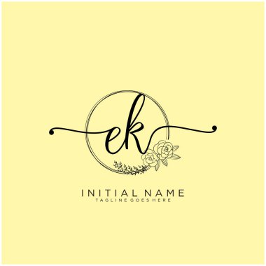 Ek Harf İlk Güzellik Monogramı ve zarif logo tasarımı, ilk imzadan oluşan el yazısı logosu, düğün, moda, çiçek ve botanik yaratıcı şablon tasarımı.