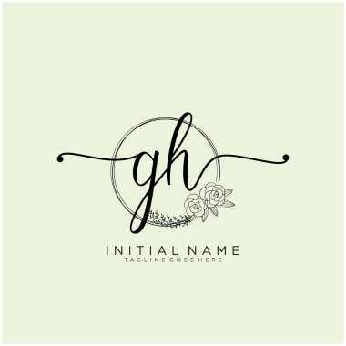 Gh Letter İlk Güzellik Monogramı ve zarif logo tasarımı, ilk imzadan oluşan el yazısı logosu, düğün, moda, çiçek ve botanik yaratıcı şablon tasarımı.