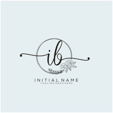 Ib Letter İlk Güzellik Monogramı ve zarif logo tasarımı, ilk imzadan oluşan el yazısı logosu, düğün, moda, çiçek ve botanik yaratıcı şablon tasarımı.