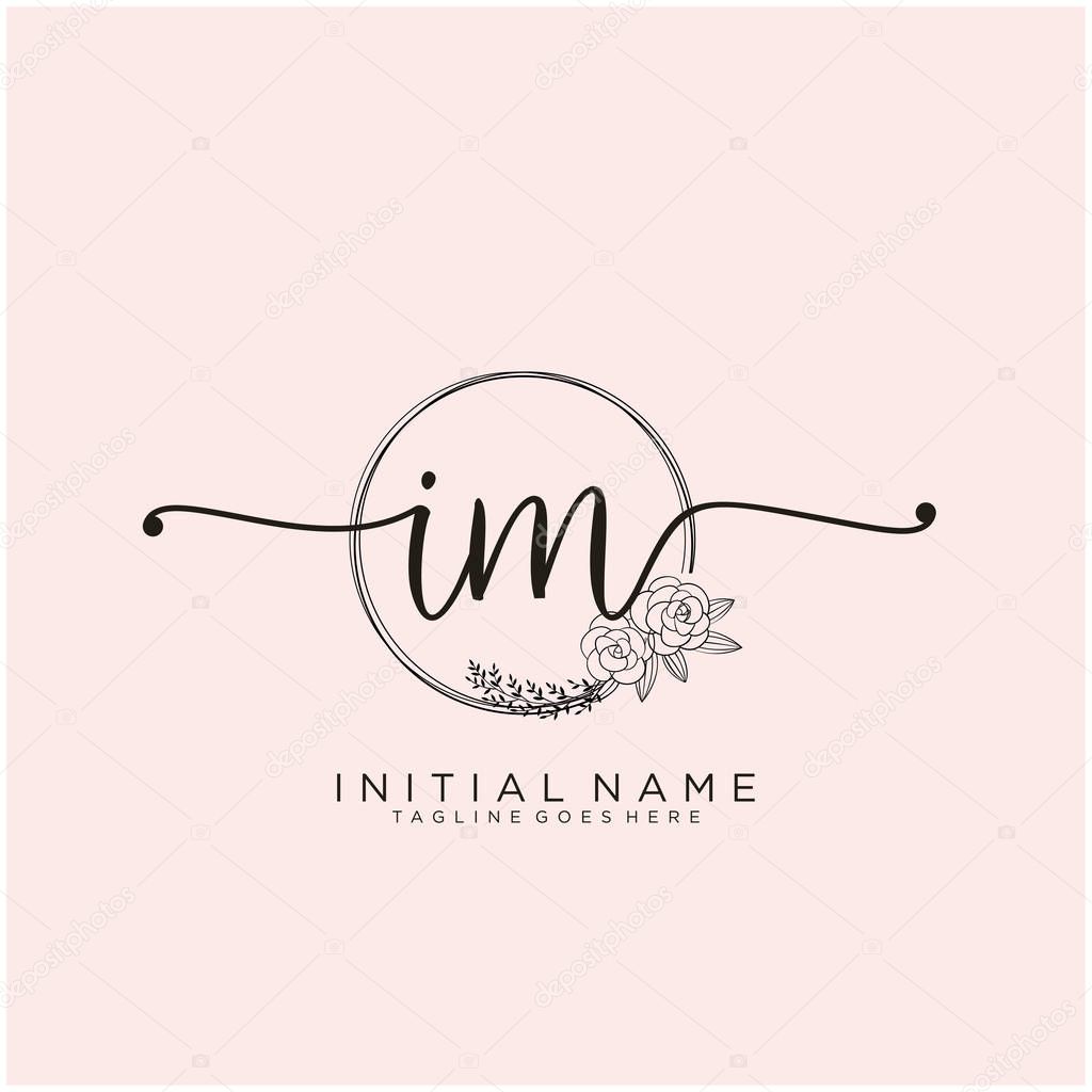 IM Letter Initial beauty monogram and elegant logo design, handwriting logo of initial signature, wedding, fashion, floral and botanical with creative template design.