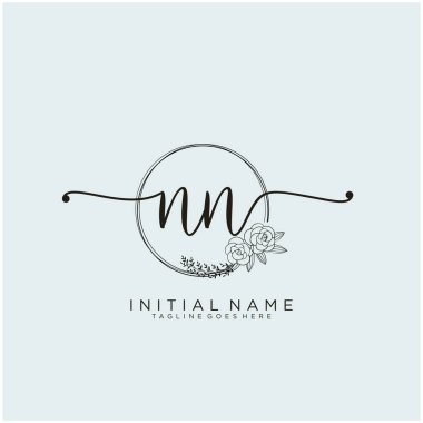 Nn Letter İlk Güzellik Monogramı ve zarif logo tasarımı, ilk imzadan oluşan el yazısı logosu, düğün, moda, çiçek ve botanik yaratıcı şablon tasarımı.