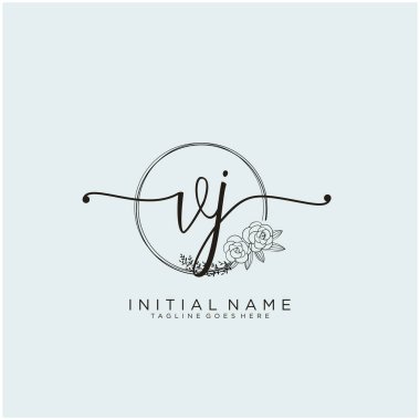 Vj Letter İlk Güzellik Monogramı ve zarif logo tasarımı, ilk imzadan oluşan el yazısı logosu, düğün, moda, çiçek ve botanik yaratıcı şablon tasarımı.