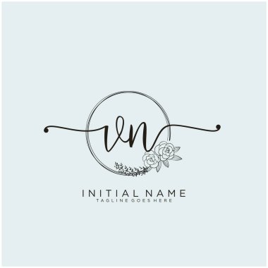 VN Letter Initial beauty monogram and elegant logo design, handwriting logo of initial signature, wedding, fashion, floral and botanical with creative template design. clipart