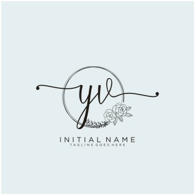 Yv Letter İlk Güzellik Monogramı ve zarif logo tasarımı, ilk imzadan oluşan el yazısı logosu, düğün, moda, çiçek ve botanik yaratıcı şablon tasarımı.