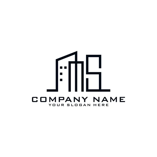 Lettre Avec Bâtiment Pour Logo Entreprise Construction — Image vectorielle