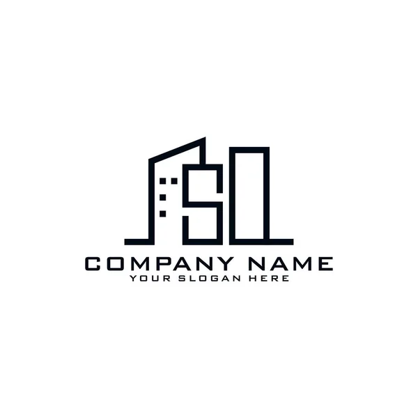 Lettre Avec Bâtiment Pour Logo Entreprise Construction — Image vectorielle