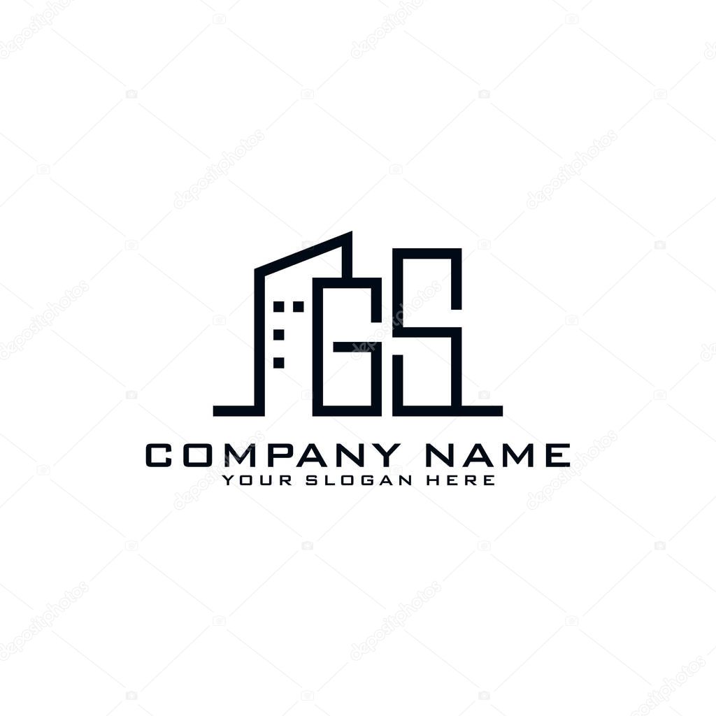 Letter GS With Building For Construction Company Logo