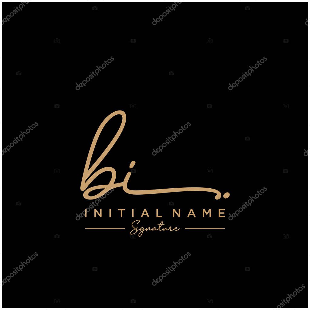 Letter BI Signature Logo Template Vector