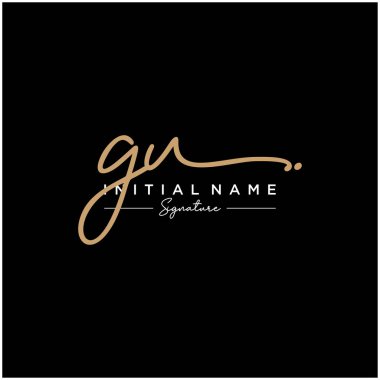 Harf Gu İmza Logo Şablon Vektörü