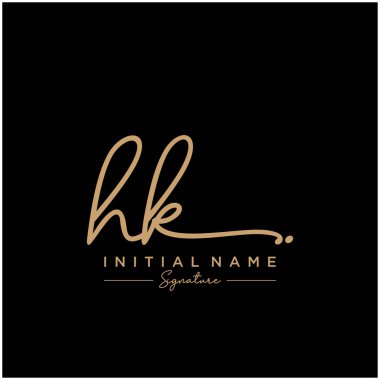 Hk Harfi İmza Logo Şablonu Vektörü