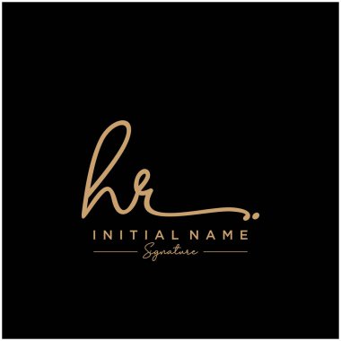 Harf Hr İmza Logo Şablon Vektörü