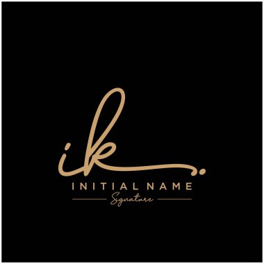 Harf Ik İmza Logo Şablon Vektörü