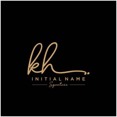Kh İmzalı Logo Şablon Vektörü