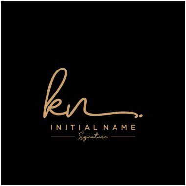 Kn Harfi İmza Logo Şablon Vektörü