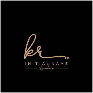 Harf Kr İmza Logo Şablon Vektörü