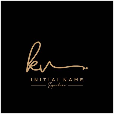 Harf KV İmza Logo Şablon Vektörü