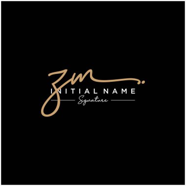 Zm Harfi İmza Logo Şablonu Vektörü