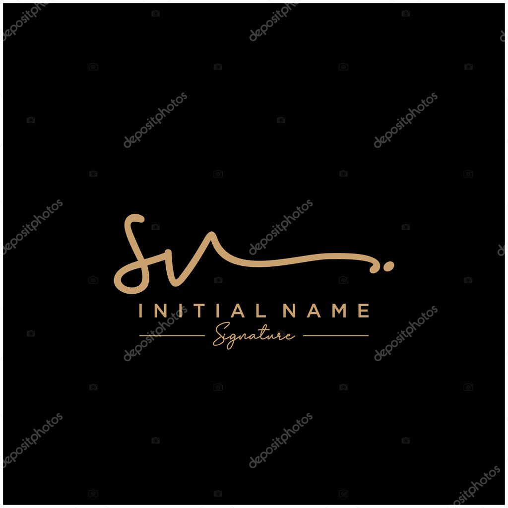 Letter SV Signature Logo Template Vector