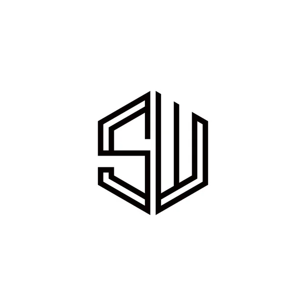 文字Swロゴアイコンデザインテンプレート要素 — ストックベクタ