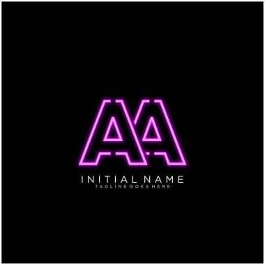 Parlak Neon, Semboller Vektör İşaretli A harfi logo simgesi tasarımı. Gece Şovu Gece Kulübü.