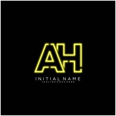 Parlak Neon 'lu Harf Ah logo simgesi tasarımı, Vektör' de Semboller İşareti. Gece Şovu Gece Kulübü.