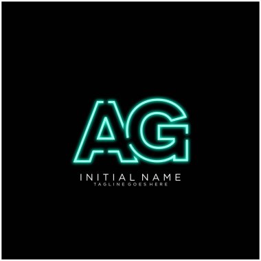 Parlak Neon 'lu Harf Tarım logosu tasarımı, Vektör' de Semboller İmzası. Gece Şovu Gece Kulübü.