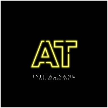 Parlak Neon ile logo simgesi tasarımı, Semboller Vektör ile imzalanır. Gece Şovu Gece Kulübü.