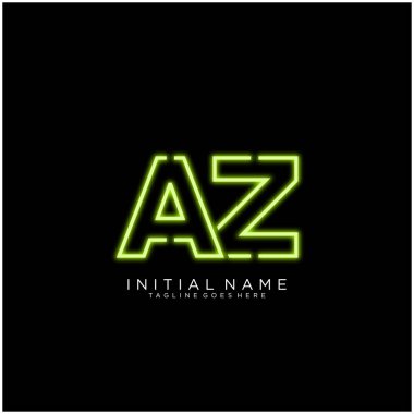 Harf Az logo tasarımı Bright Neon, Semboller Vektör ile imzalanır. Gece Şovu Gece Kulübü.
