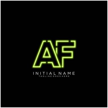 Parlak Neon ile Af logosu tasarımı, Semboller Vektör ile imzalanır. Gece Şovu Gece Kulübü.