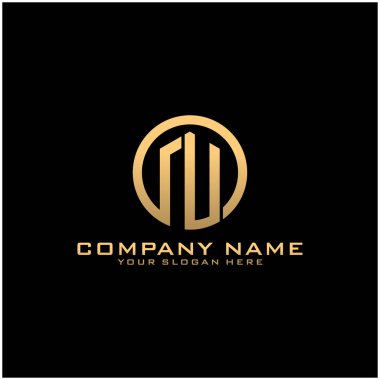 U harfi logo tasarım şablonu elementleri