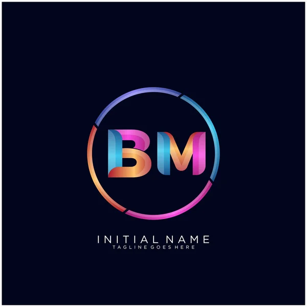 Bm b m letter logo with color block design Vector Image