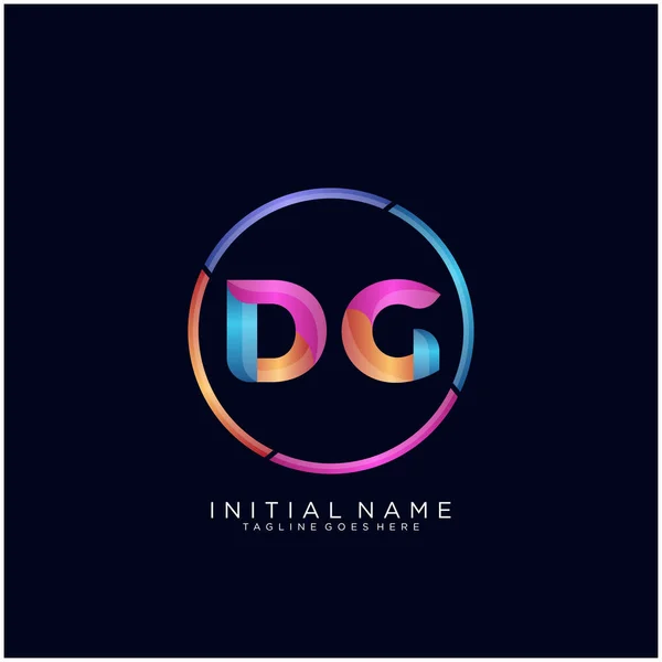 Initial letter DG curve rounded logo, gradient vibrant colorful glossy colors on black background