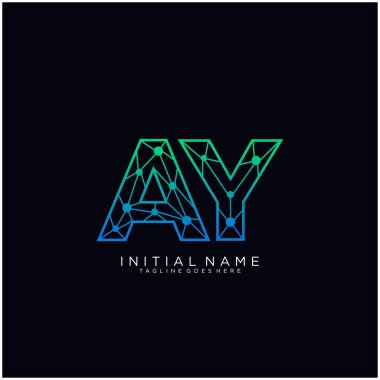 Harf Ay soyut sanat logosu şablonu.