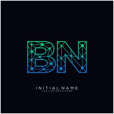 Harf Bn soyut çizgi sanat logo şablonu.