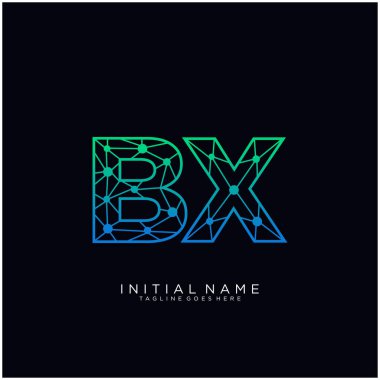 Harf Bx soyut çizgi sanat logo şablonu.