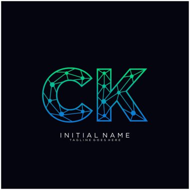 Letter CK abstract line art logo template. clipart