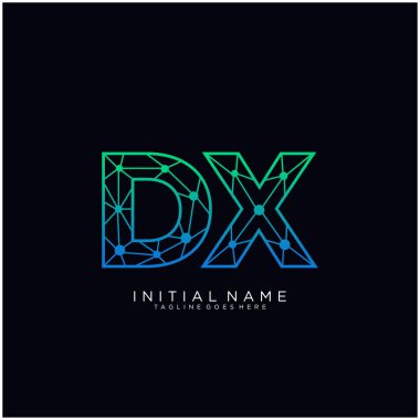 Harf Dx soyut çizgi sanat logo şablonu.
