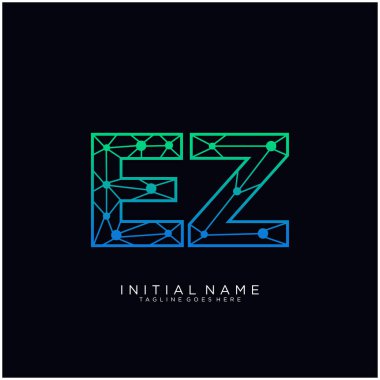Harf Ez soyut çizgi sanat logo şablonu.